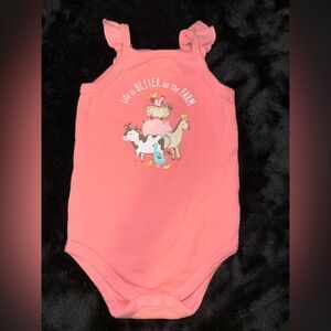 Pink Farm-Themed Baby Onesie